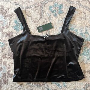 Target Black Velvet Cropped Camisole with Silver Bow